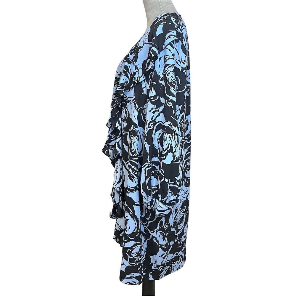 Chico's Black Label Floral Ruffle Midi Button Up Dress M Garden Girl Workwear - Picture 4 of 11